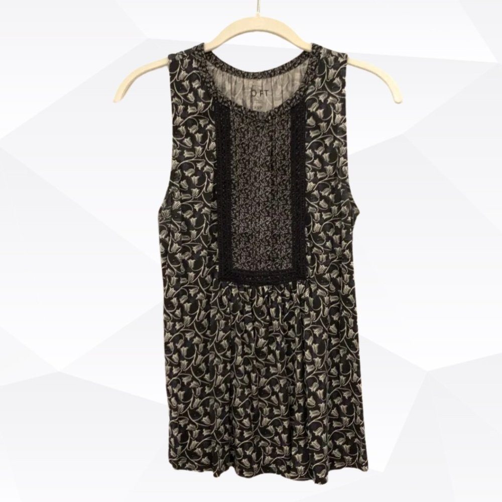 ✨LOFT Navy Blue Floral Sleeveless Blouse Size XSP